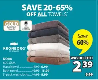JYSK NORA washcloth offer