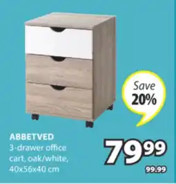 JYSK ABBETVED 3-drawer office cart offer