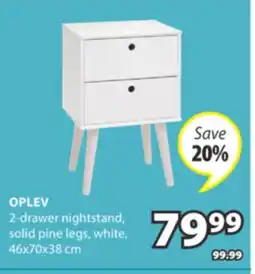 JYSK OPLEV 2-drawer nightstand offer
