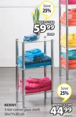 JYSK BENNY 3-tier corner glass shelf offer