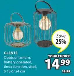 JYSK GLENTE Outdoor lantern offer