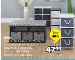 JYSK DINA 3-cube shelf, white offer
