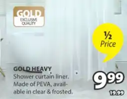 JYSK GOLD HEAVY Shower curtain liner offer