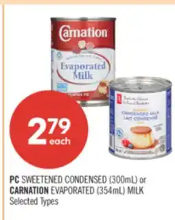 Shoppers Drug Mart PC SWEETENED CONDENSED (300mL) or CARNATION EVAPORATED (354mL) MILK offer
