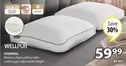 JYSK WELLPUR SOGNDAL Memory foam pillow offer