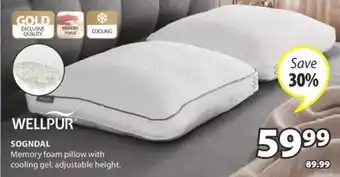 JYSK WELLPUR SOGNDAL Memory foam pillow offer