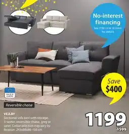 JYSK VEJLBY Sectional sofa bed with storage offer