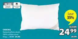 JYSK ORBORG Natural pillow, plush, 100% cotton cover offer