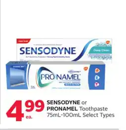 Rexall SENSODYNE or PRONAMEL Toothpaste 75mL-100mL offer