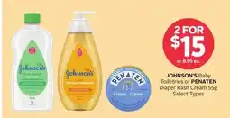 Rexall JOHNSON'S Baby Toiletries or PENATEN Diaper Rash Cream offer