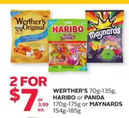 Rexall WERTHER'S 70g-135g, HARIBO or PANDA 170g-175g or MAYNARDS 154g-185g offer