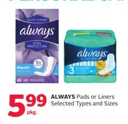 Rexall ALWAYS Pads or Liners offer
