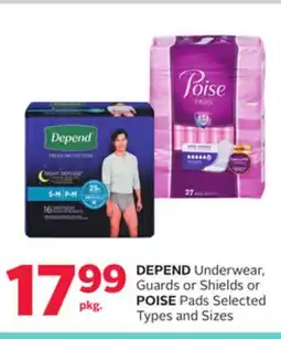 Rexall DEPEND Underwear, Guards or Shields or POISE Pads offer