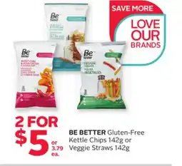 Rexall BE BETTER Gluten-Free Kettle Chips 142g or Veggie Straws 142g offer