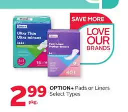 Rexall OPTION + Pads or Liners offer