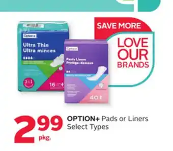 Rexall OPTION + Pads or Liners offer