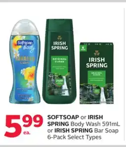 Rexall SOFTSOAP or IRISH SPRING Body Wash 591mL or IRISH SPRING Bar Soap 6-Pack offer