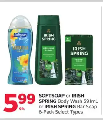 Rexall SOFTSOAP or IRISH SPRING Body Wash 591mL or IRISH SPRING Bar Soap 6-Pack offer