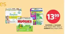 Rexall PAMPERS or HUGGIES Baby Wipes 288' s-384' s or KANDOO Baby Wipes 200' s offer