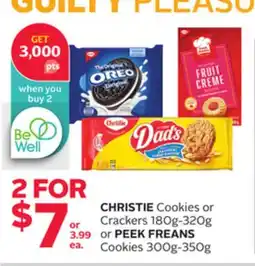 Rexall CHRISTIE Cookies or Crackers 180g-320g or PEEK FREANS Cookies 300g-350g offer