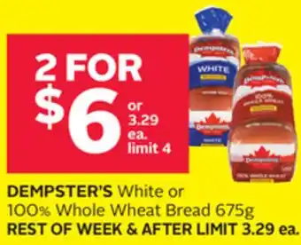 Rexall DEMPSTER'S White or 100% Whole Wheat Bread offer