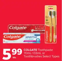 Rexall COLGATE Toothpaste 70mL-133mL or Toothbrushes offer
