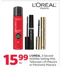 Rexall L' ORÉAL 3-Second Infallible Setting Mist, Telescopic Lift Mascara or Panorama Mascara offer