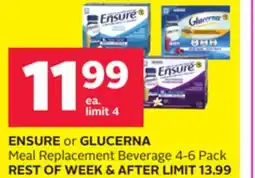 Rexall ENSURE or GLUCERNA Meal Replacement Beverage offer
