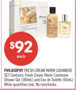 Shoppers Drug Mart PHILOSOPHY FRESH CREAM WARM CASHMERE offer