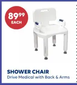 Wellwise by Shoppers SHOWER CHAIR Drive Medical with Back & Arms offer