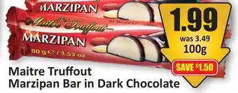 Starsky Maitre Truﬀout Marzipan Bar in Dark Chocolate offer
