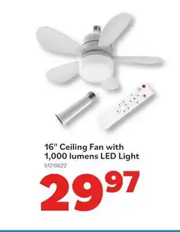 Matériaux Pont Masson 16-Inch Ceiling Fan with 1000 Lumen LED Light offer