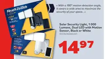 Matériaux Pont Masson Heath Zenith Solar Security Light, 1 000 Lumens, Dual LED with Motion Sensor, Black or White offer