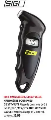 Canadian Tire SIGI ATV/UTV TIRE PRESSURE GAUGE offer