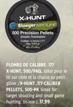 Canadian Tire X HUNT .177 CALIBER PELLETS, 500-PK offer