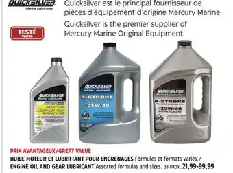 Canadian Tire ENGINE OIL AND GEAR LUBRICANT offer