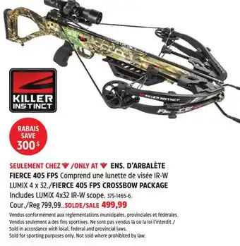 Canadian Tire FIERCE 405 FPS CROSSBOW PACKAGE offer