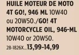 Canadian Tire GO! 4T MOTORCYCLE OIL, 946-ML offer