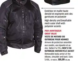 Canadian Tire OUTBREAK MOTORCYCLE JACKET offer