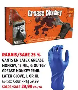 Canadian Tire GREASE MONKEY 15MIL LATEX GLOVE, L OR XL offer