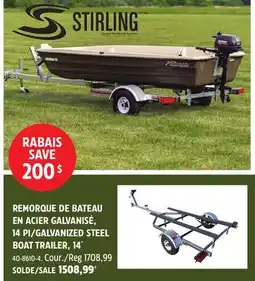 Canadian Tire STIRLING GALVANIZED STEEL BOAT TRAILER, 14´ offer