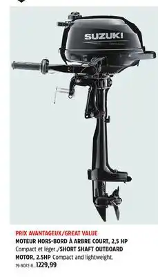 Canadian Tire SUZUKI SHORT SHAFT OUTBOARD MOTOR, 2.5HP offer
