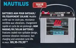 Canadian Tire MOTOMASTER AGM MARINE/RV/SOLAR BATTERIES offer