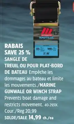 Canadian Tire MARINE GUNWALE OR WINCH STRAP offer