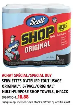 Canadian Tire Scott ORIGINALMC, 6/PAQ./ORIGINAL MULTI-PURPOSE SHOP TOWELS, 6-PACK offer