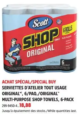 Canadian Tire Scott ORIGINALMC, 6/PAQ./ORIGINAL MULTI-PURPOSE SHOP TOWELS, 6-PACK offer