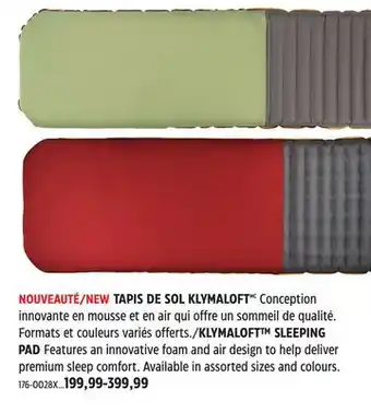Canadian Tire KLYMALOFT SLEEPING PAD offer