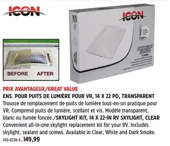 Canadian Tire SKYLIGHT KIT, 14 X 22(cid:30)IN RV SKYLIGHT offer
