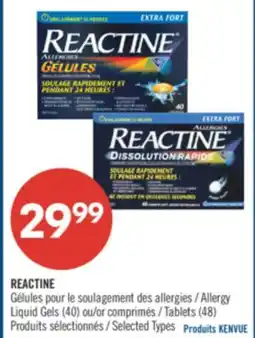 Pharmaprix REACTINE Allergy Liquid Gels (40) or Tablets (48) offer