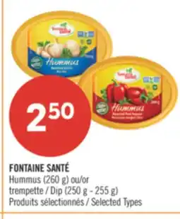 Pharmaprix FONTAINE SANTÉ Hummus (260 g) or Dip (250 g - 255 g) offer
